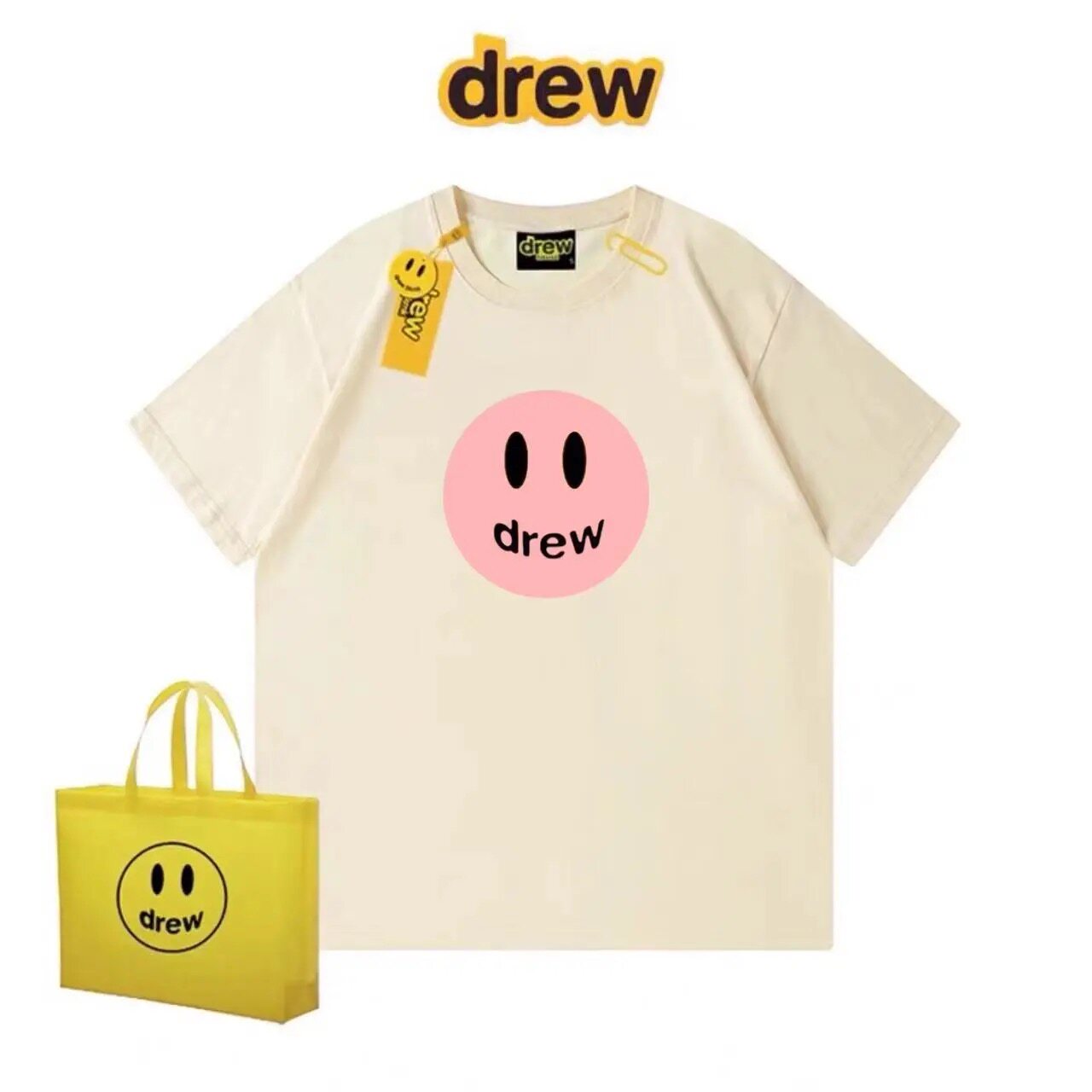 Vintage Fashion Houses - Maglietta Drew House Rosa con Smiley