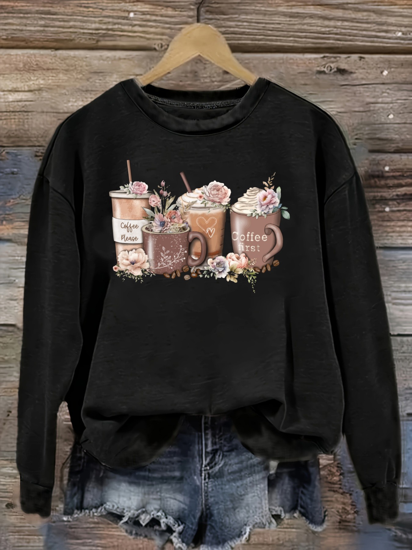 Printed Floral Shirt - Maglietta Casual da Donna a Maniche