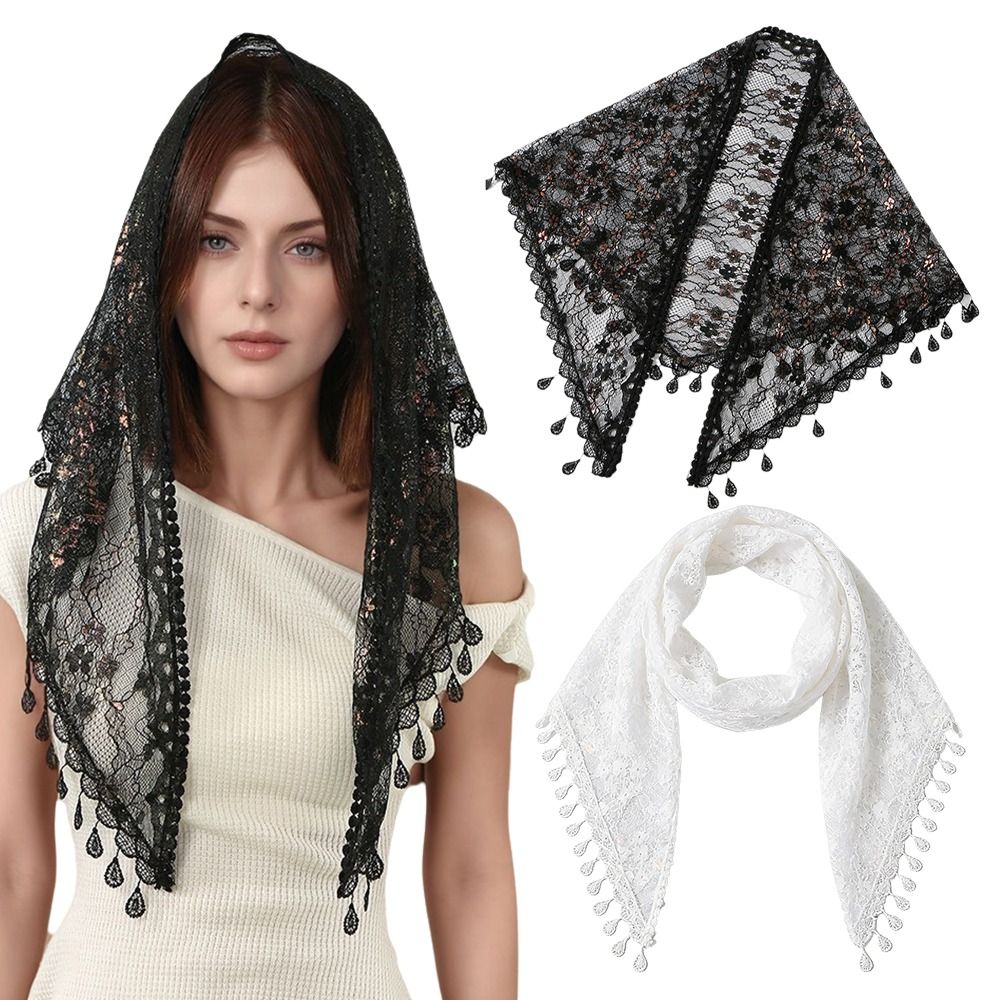 Vintage Fashion Photography - Foulard Vintage in Pizzo Floreale, Sciarpa