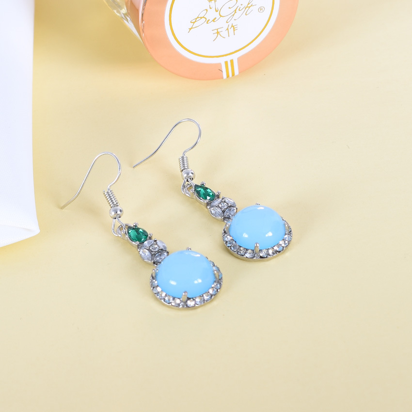 Vintage Fashion Designer - Orecchini in giada naturale blu Amuleto