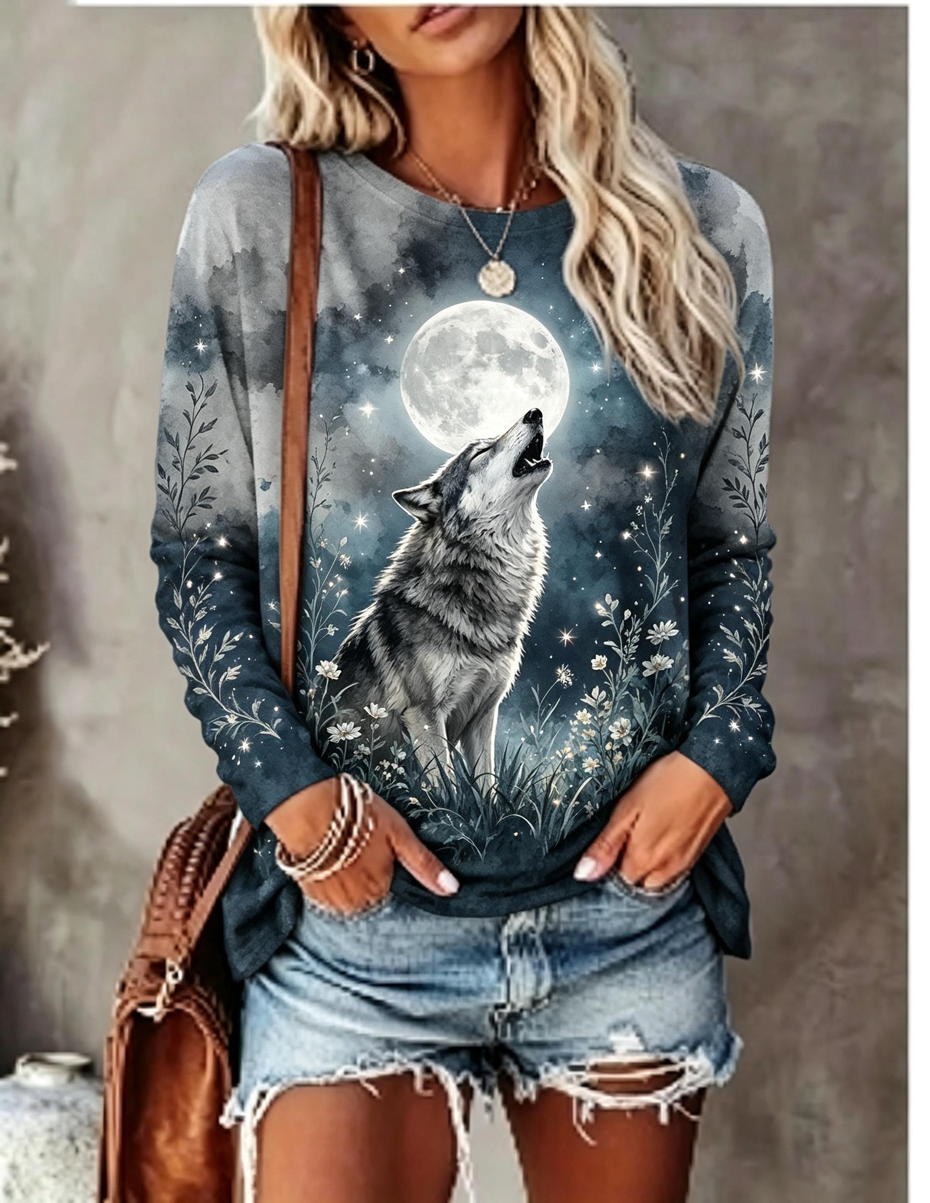 Printed Floral Shirt - Maglietta a maniche lunghe da donna