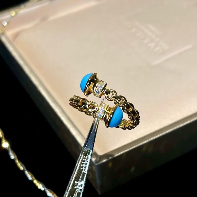 Vintage Fashion Old Money - Anelli di diamanti turchesi sintetici in