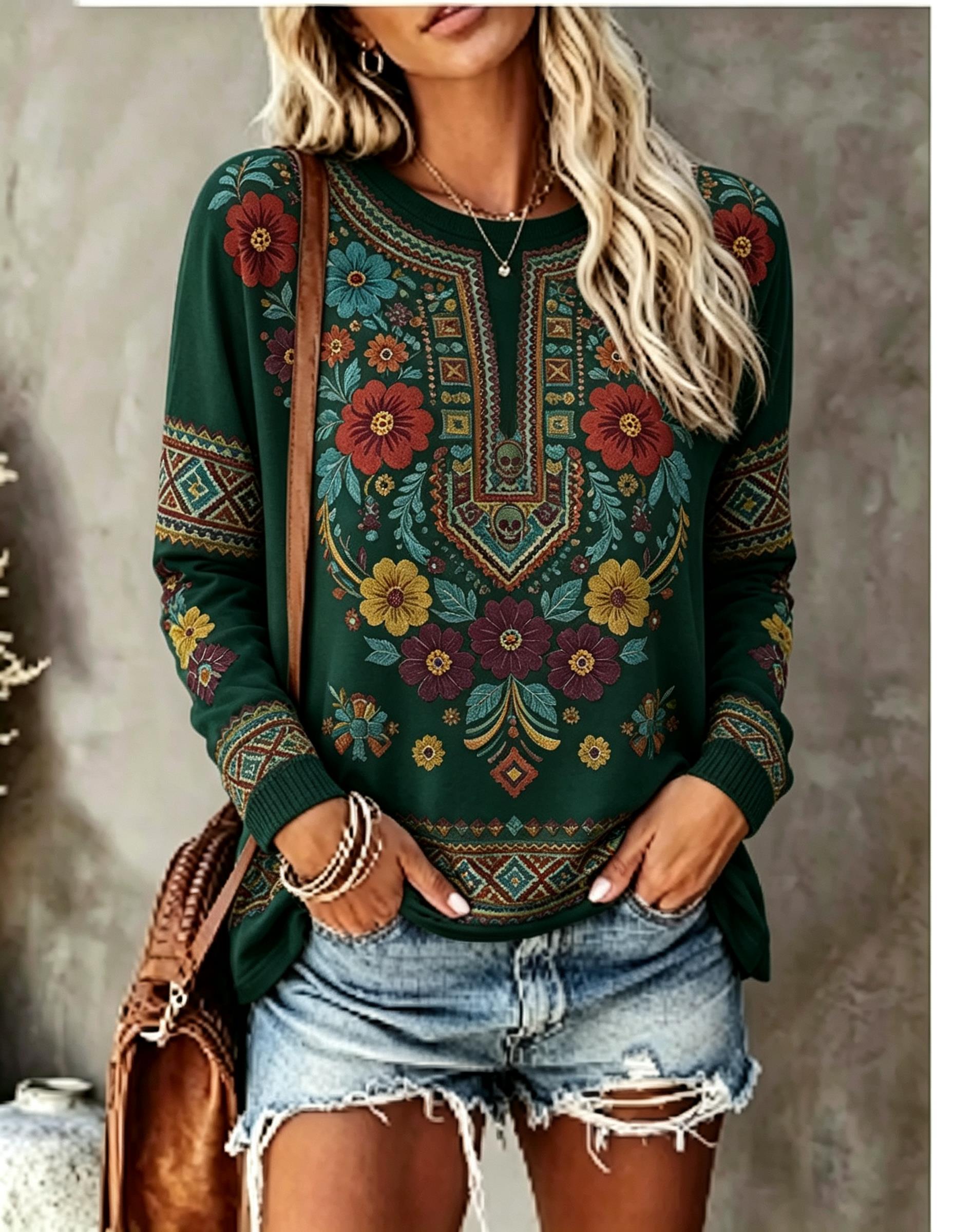 Maglietta da donna a maniche l - Printed Floral Shirt recensione e prezzo
