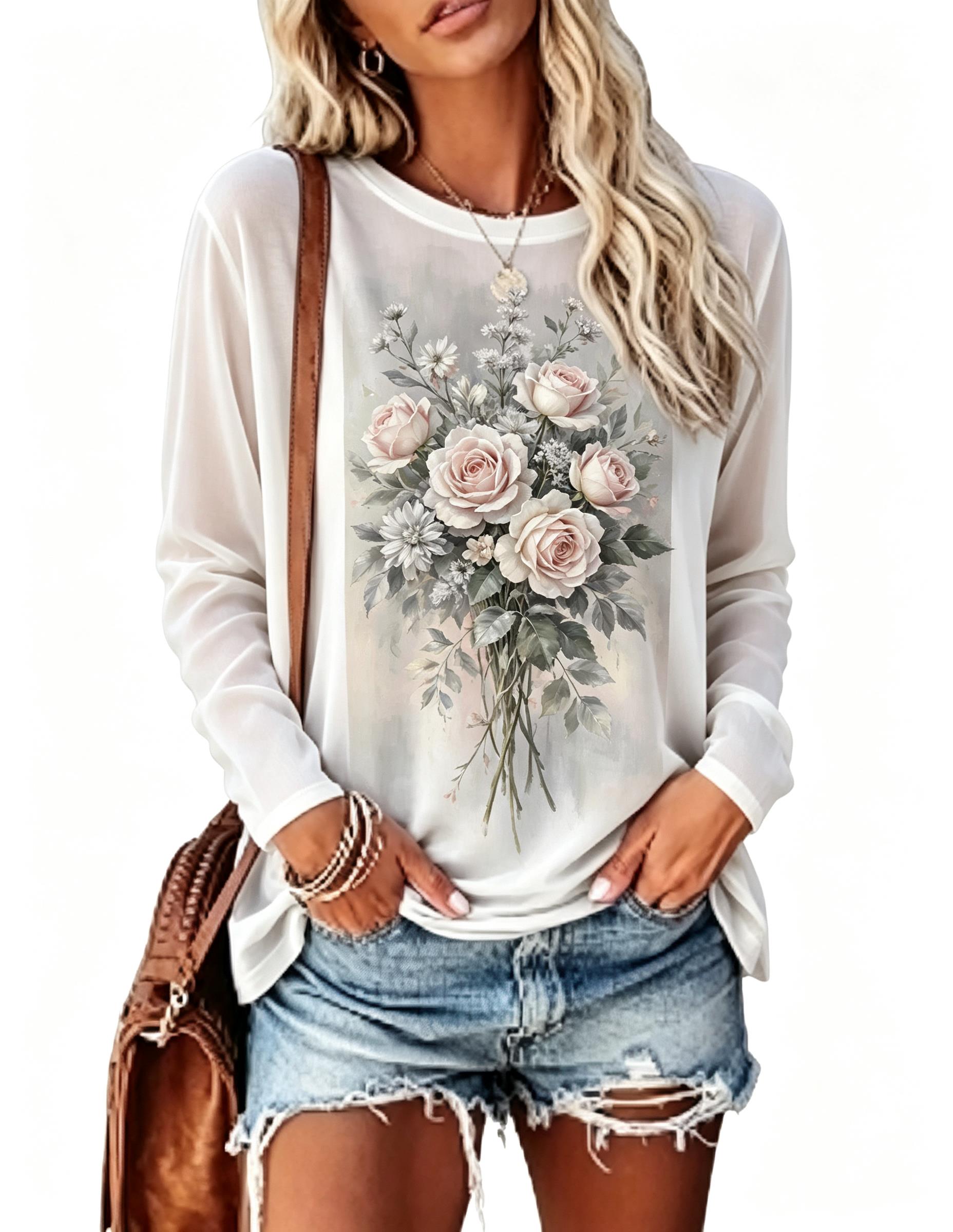 Maglietta a Maniche Lunghe da  - Printed Floral Shirt recensione e prezzo