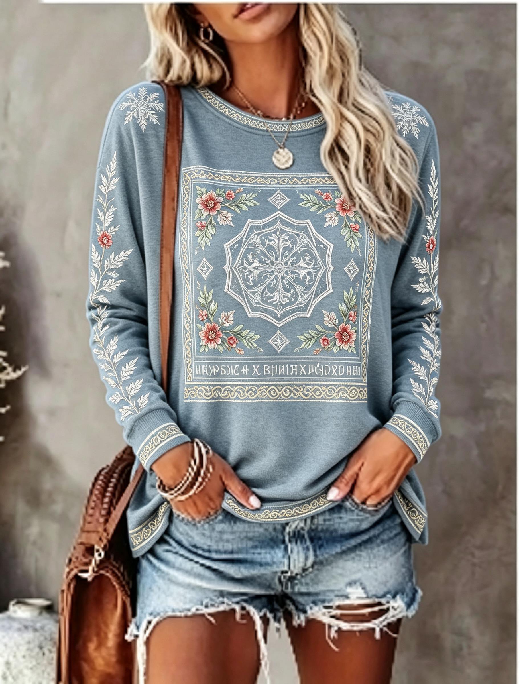 Maglietta da donna a maniche l - Printed Floral Shirt recensione e prezzo