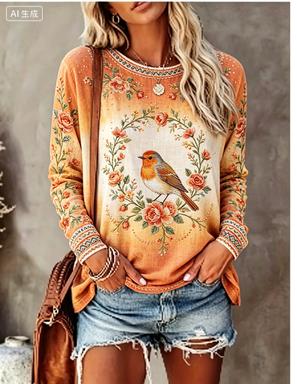 Maglietta a Maniche Lunghe da  - Printed Floral Shirt recensione e prezzo