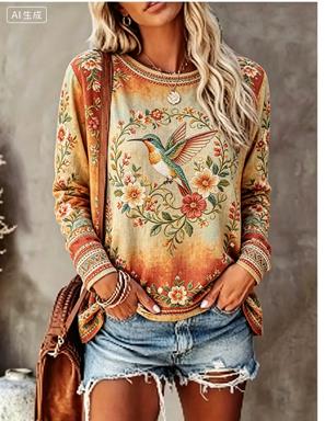 Maglietta a Maniche Lunghe da  - Printed Floral Shirt recensione e prezzo