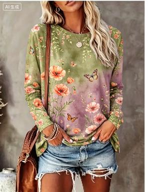 Maglietta a Maniche Lunghe da  - Printed Floral Shirt recensione e prezzo