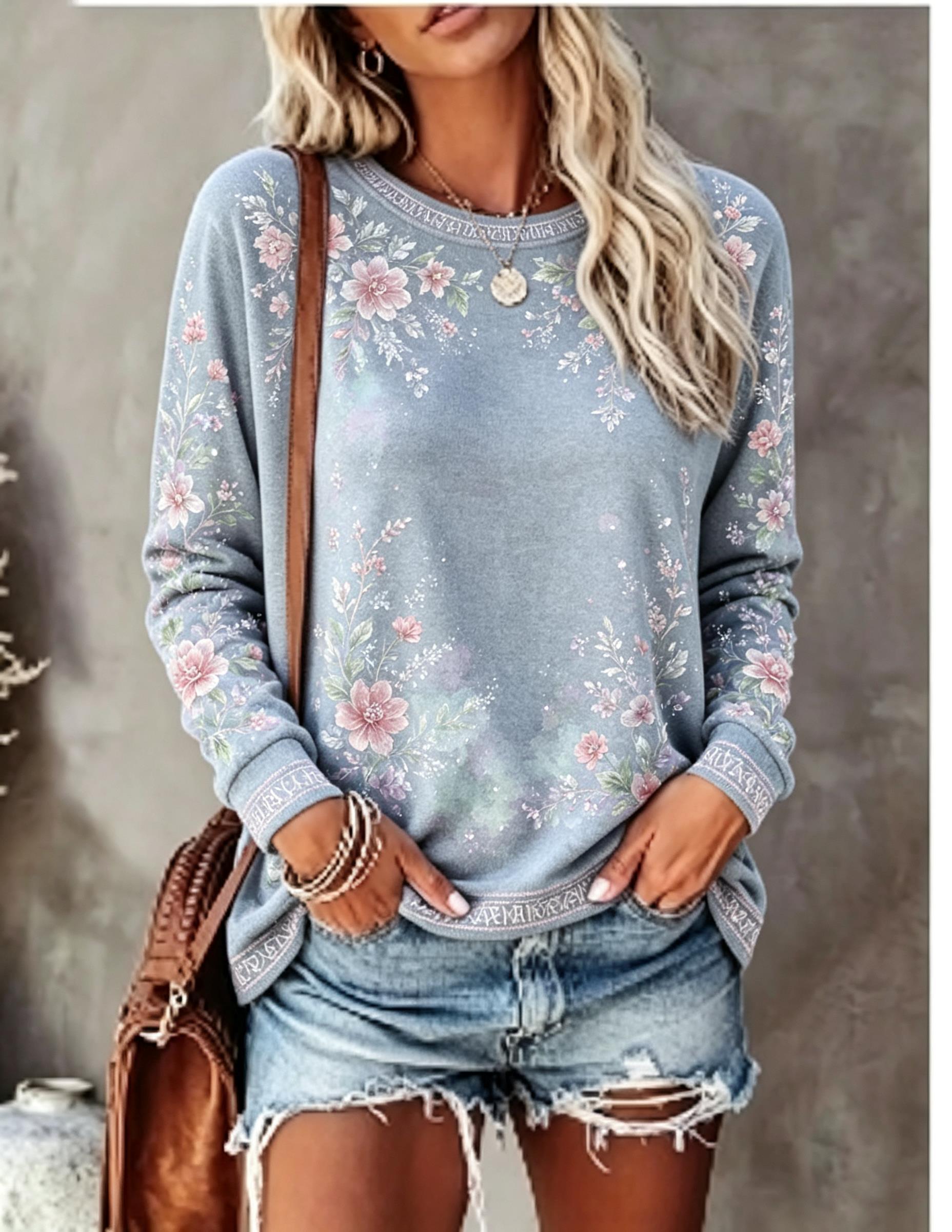Maglietta da donna a maniche l - Printed Floral Shirt recensione e prezzo